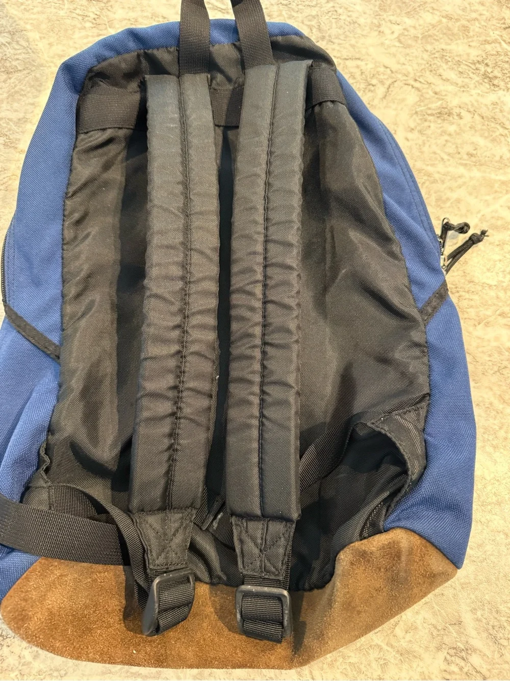 Vintage 90s Nike Backpack Navy Blue Brown Suede Bottom Made in Korea Y2K